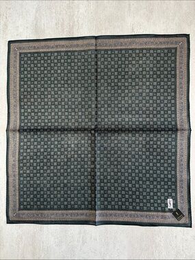 Yves Saint Laurent Dark Green Paisley-Print cotton Pocket Square